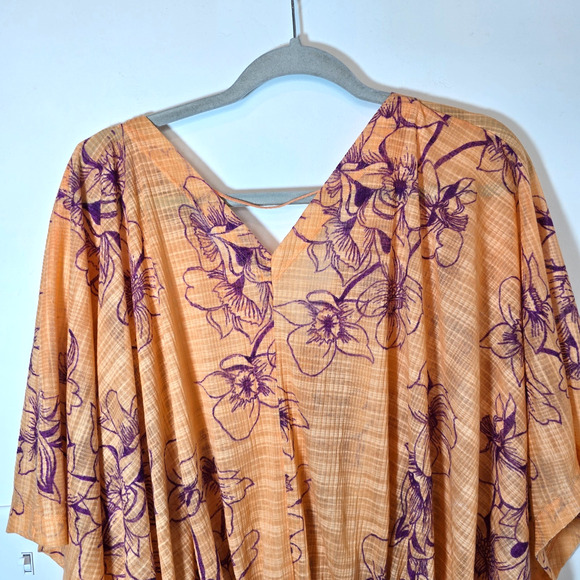 Free People One Dance Coral Floral Bohemian Crop Top Deep V Size L - Picture 6 of 9